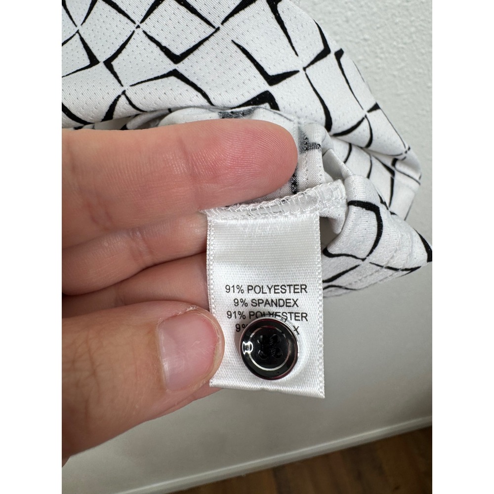 Sport Haley Womens Sleeveless Golf Polo Shirt White Black Geometric Print Size M - Picture 4 of 5